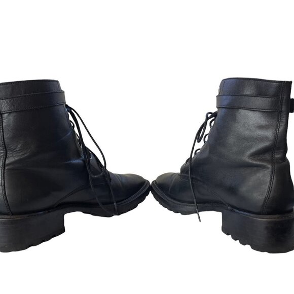 Rachel Comey Dame Kidskin Leather Lace Up Combat Boots Black Size 8.5 - Picture 9 of 12